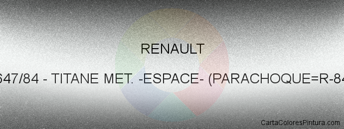 Pintura Renault 647/84 Titane Met. -espace- (parachoque=r-84